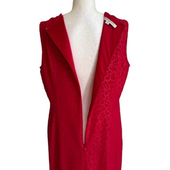 Evan Picone Dress Red Monochromatic Print Sleeveless Lined Holiday Dress Size 14 - Picture 6 of 12